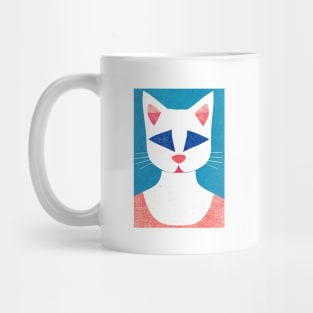 Superfuture Cat Retro Poster Vintage Art Illustration Wall Blue Pink Illustration Mug